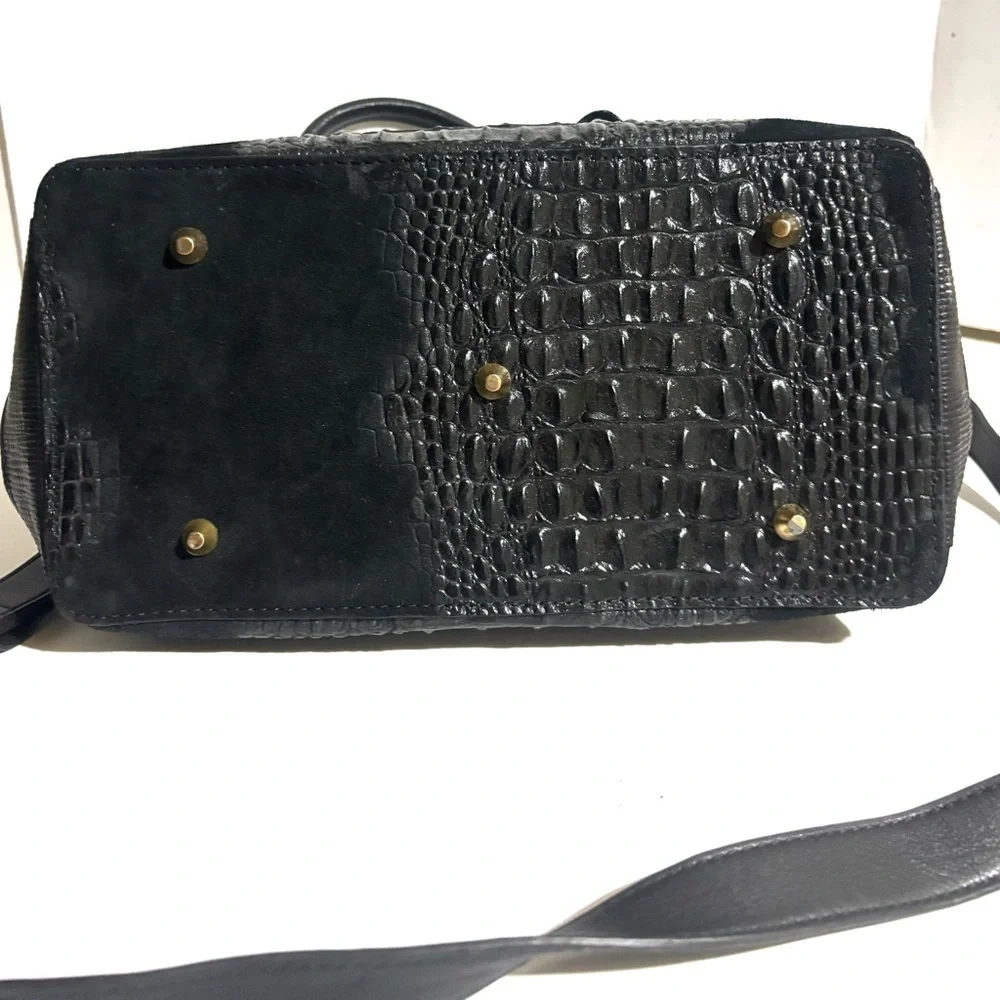 Giada Pelle croc embossed satchel Elegant Black Handbag